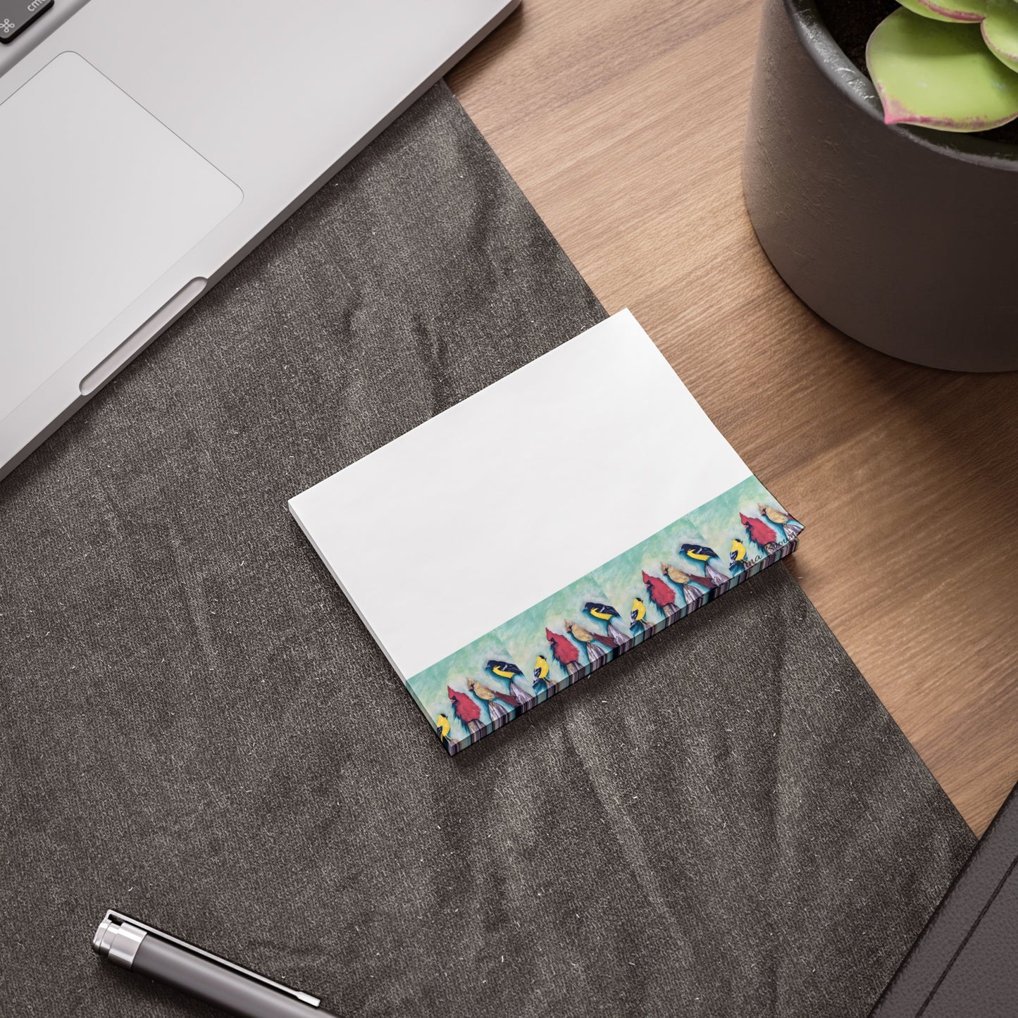 Colorful art Birds on a Fence -Themed Post-it® Note Pads