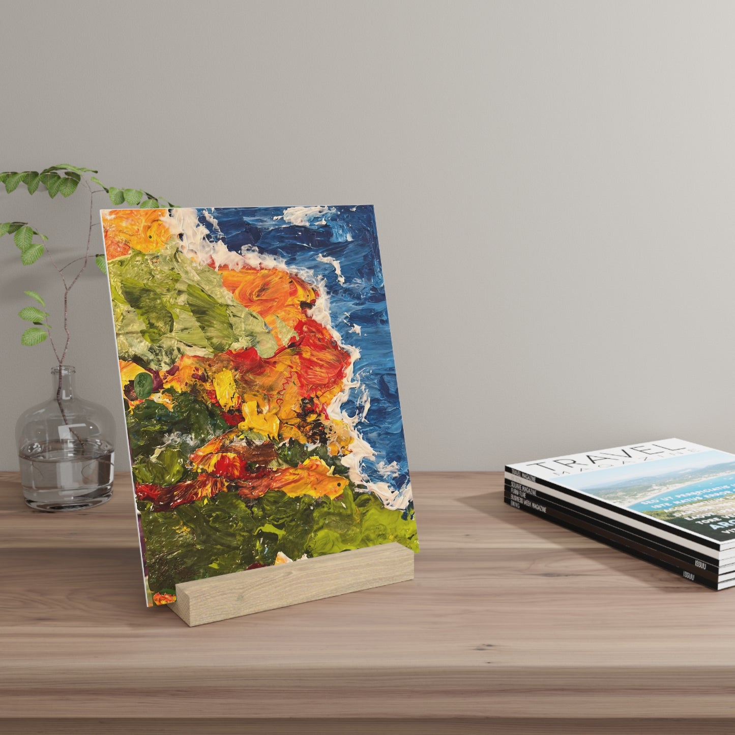 The Cliffs Art Print on Display Board with Stand - Perfect for Home Decor