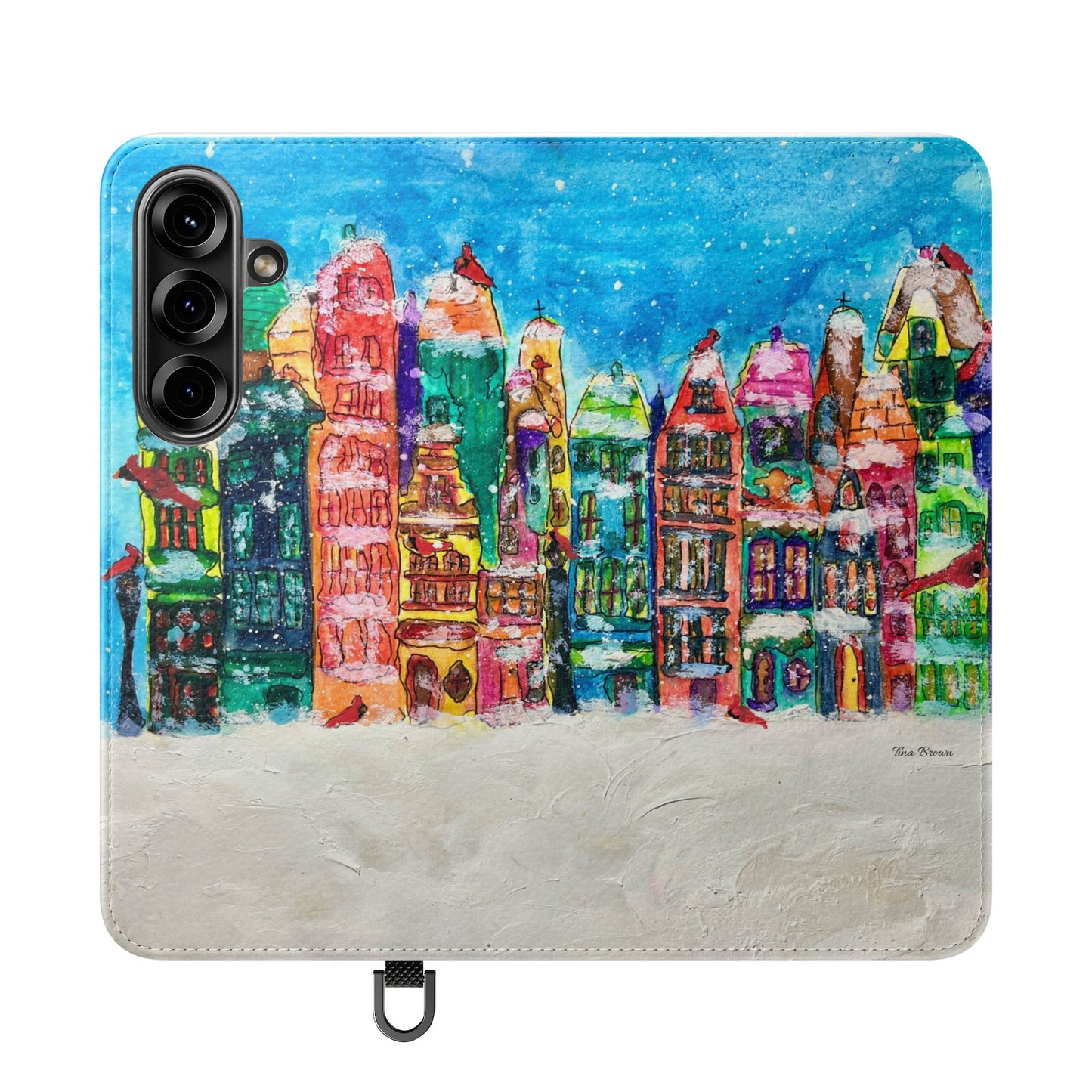 Colorful Winter Flip Cases for Phones, Holiday Gift, Slim Wallet Case, Personalized Phone Cover, Cute Art Cases