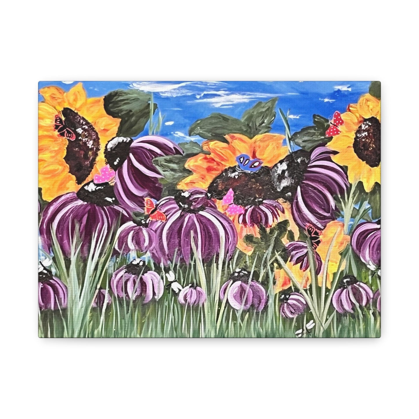 Sunflower Garden Art Print Matte Canvas, Stretched, 1.25"