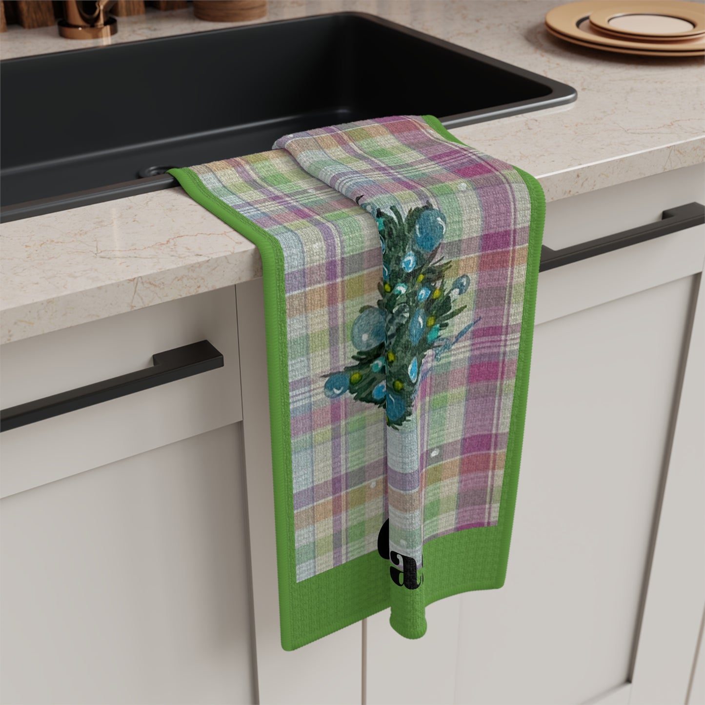 Merry Christmas Microfiber Tea Towel, Christmas Kitchen Decor, Holiday Gift, Festive Home Accessory, Seasonal Tea Towel, Eco-Friendly Towel