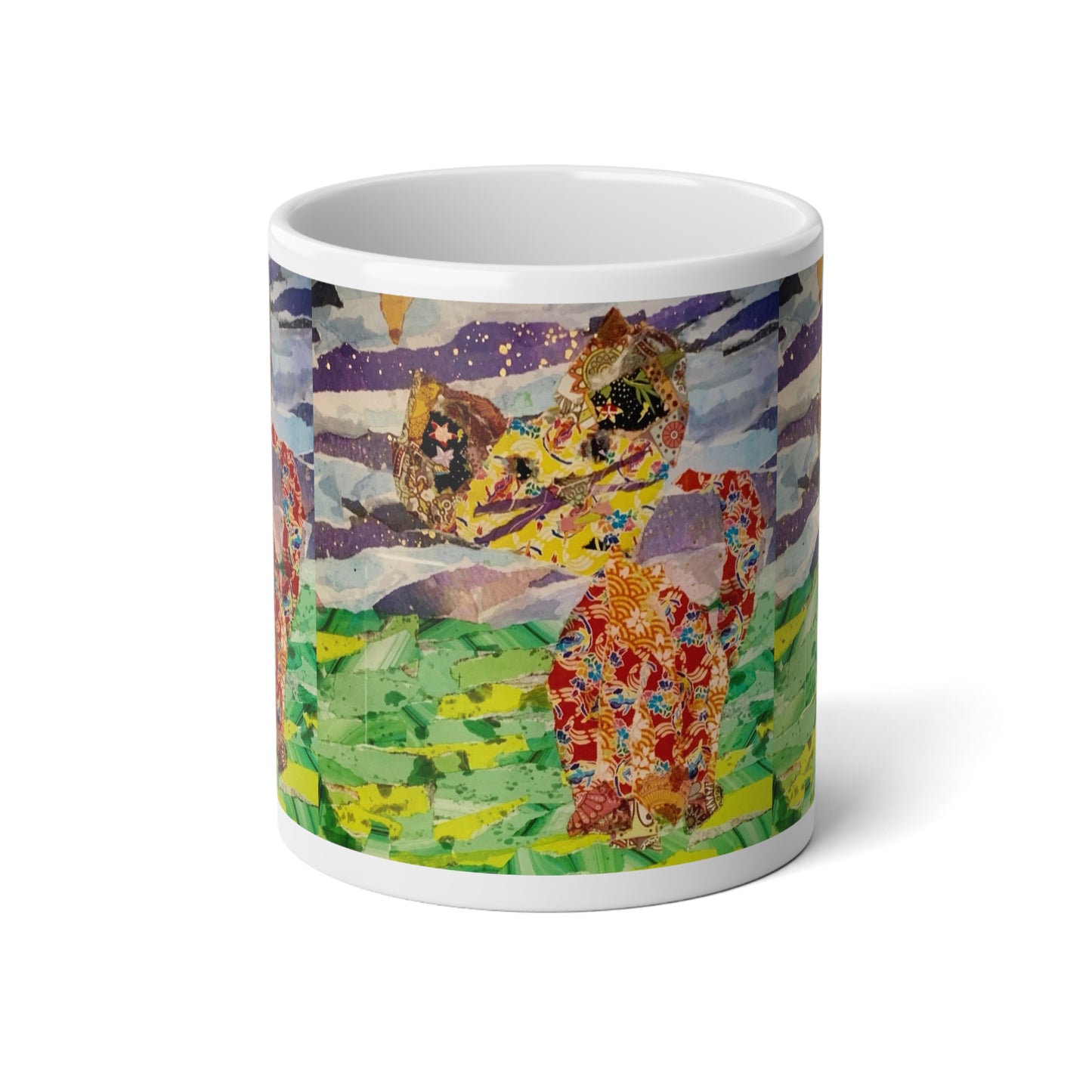 Colorful cat artsy Jumbo Mug, 20oz