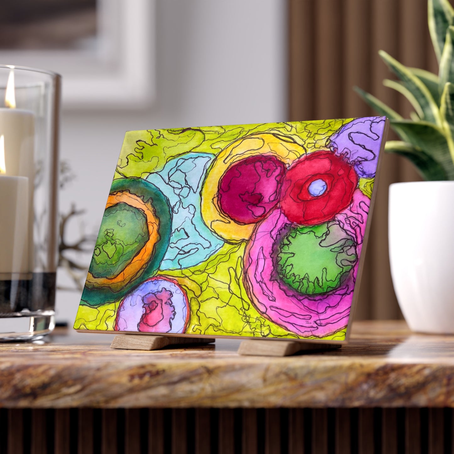Vibrant Ceramic Art Print Tile