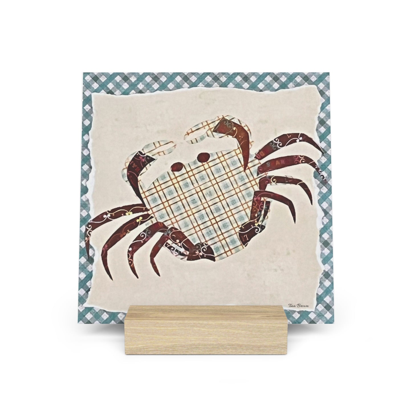 Crabby Art Print Gallery Board with Stand - Nautical Decor for Coastal Living