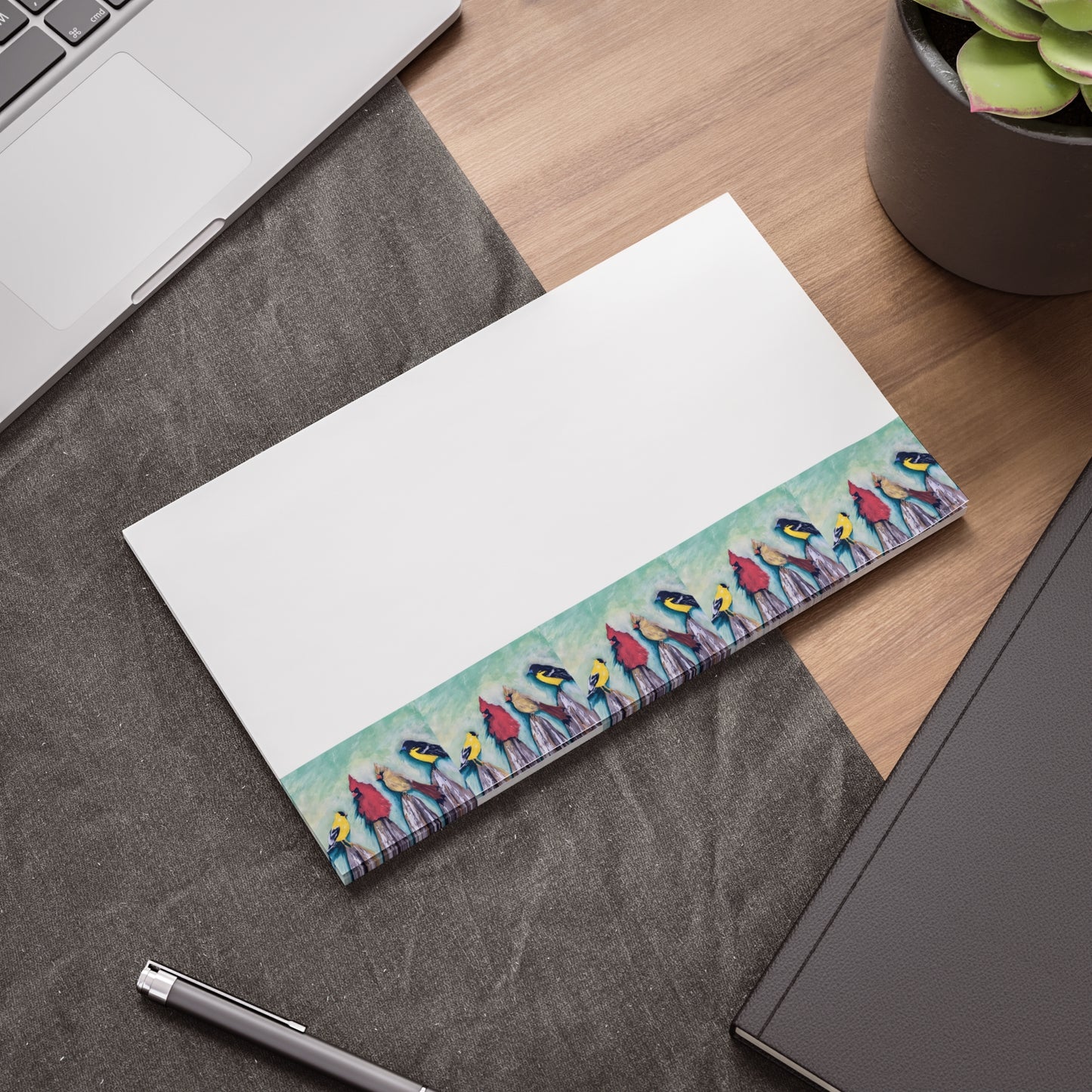 Colorful art Birds on a Fence -Themed Post-it® Note Pads