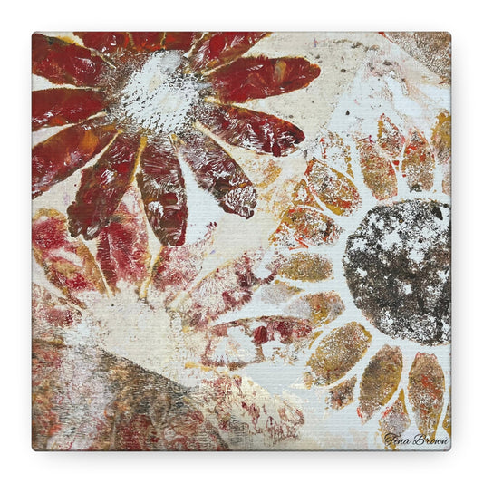 Tan & Red Sun Flowers Art Print Matte Canvas, Stretched, 1.25"