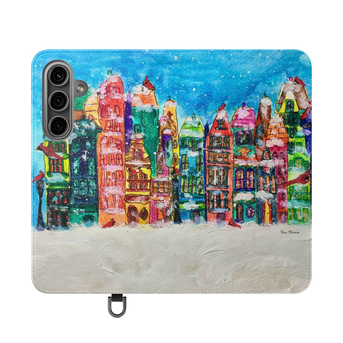 Colorful Winter Flip Cases for Phones, Holiday Gift, Slim Wallet Case, Personalized Phone Cover, Cute Art Cases