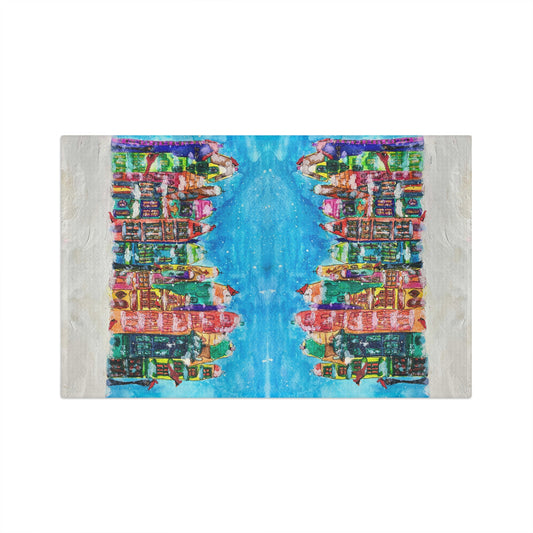 Vibrant Microfiber Tea Towel with Colorful Cityscape Design, Kitchen Decor, Housewarming Gift, Eco-Friendly, Functional Art