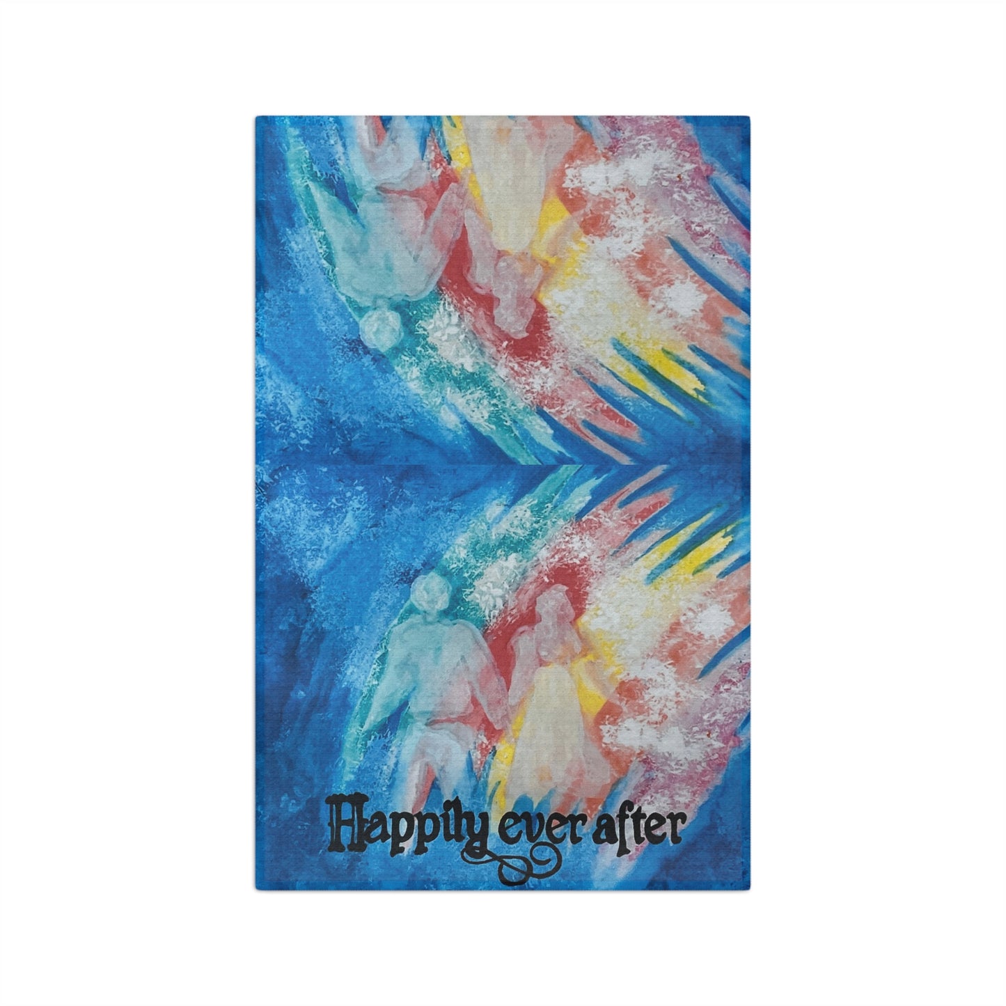 Microfiber Tea Towel: Happily Ever After Design for Kitchen Decor, Wedding Gift, Engagement, Home Cooking, Housewarming