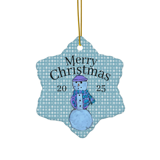 Blue Snowman Ornament