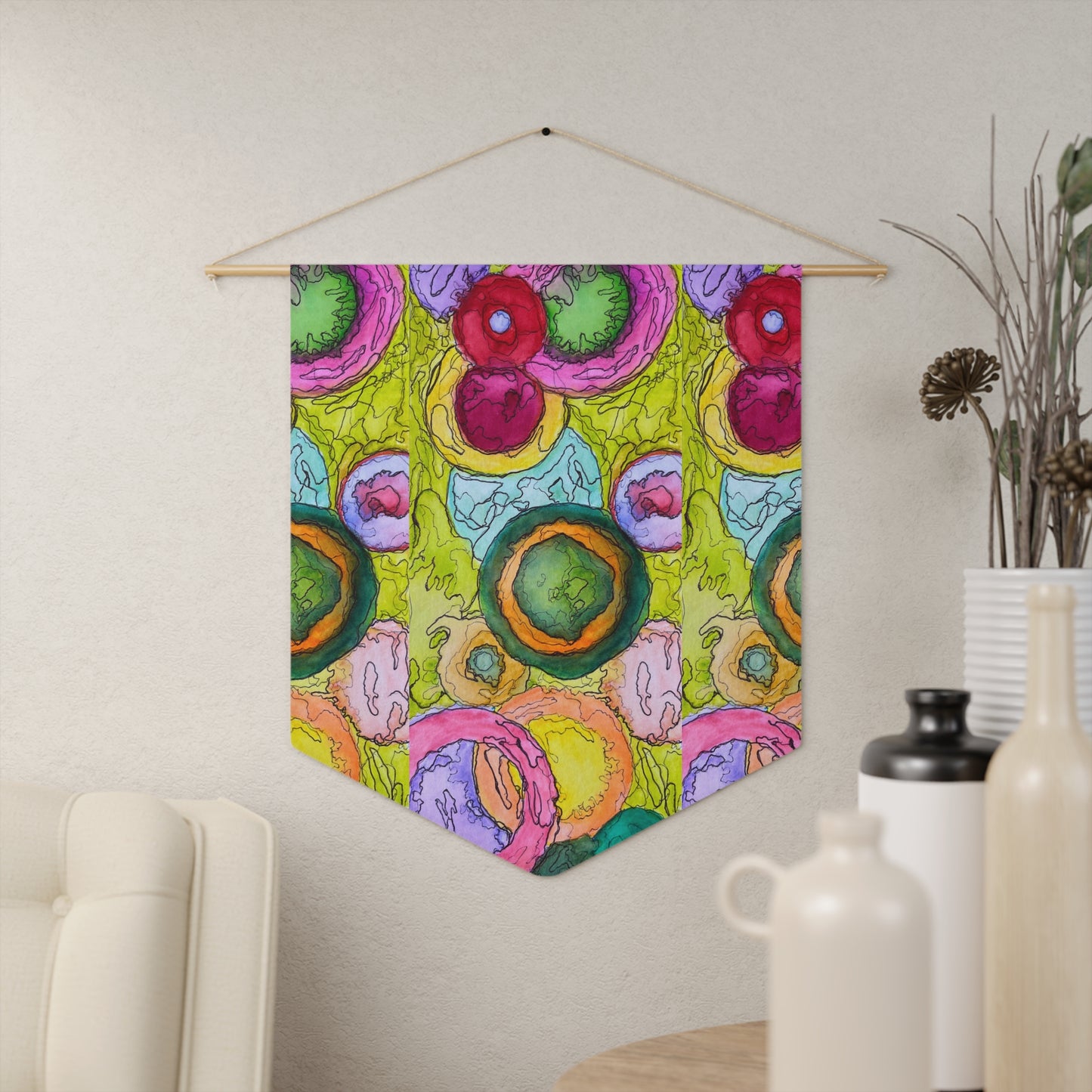 Colorful Pennant Wall Art, Whimsical Home Decor, Vibrant Room Accent, Cheerful Party Banner, Festive Gift Idea, Boho Style