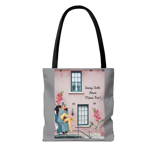 Sassy Girls Have More Fun Art Collage Tote Bag (AOP)