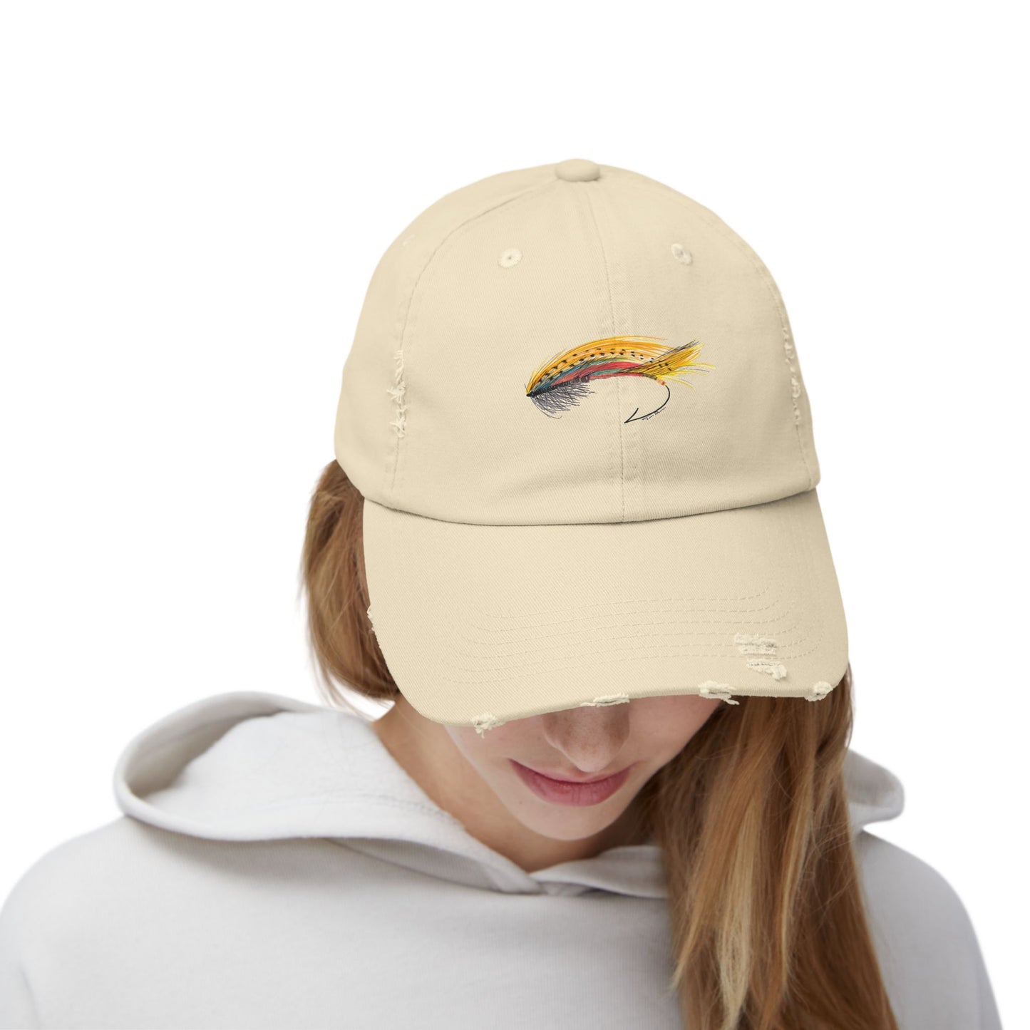 Fly Fishing Lure Unisex Distressed Cap