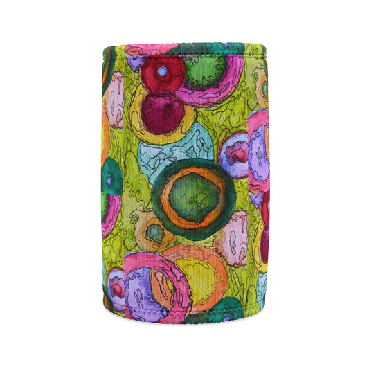 Colorful Patterned Stubby Cooler, Fun Drink Sleeve for Parties, Beach Days, Weddings, Summer Gatherings, Vibrant Insulator