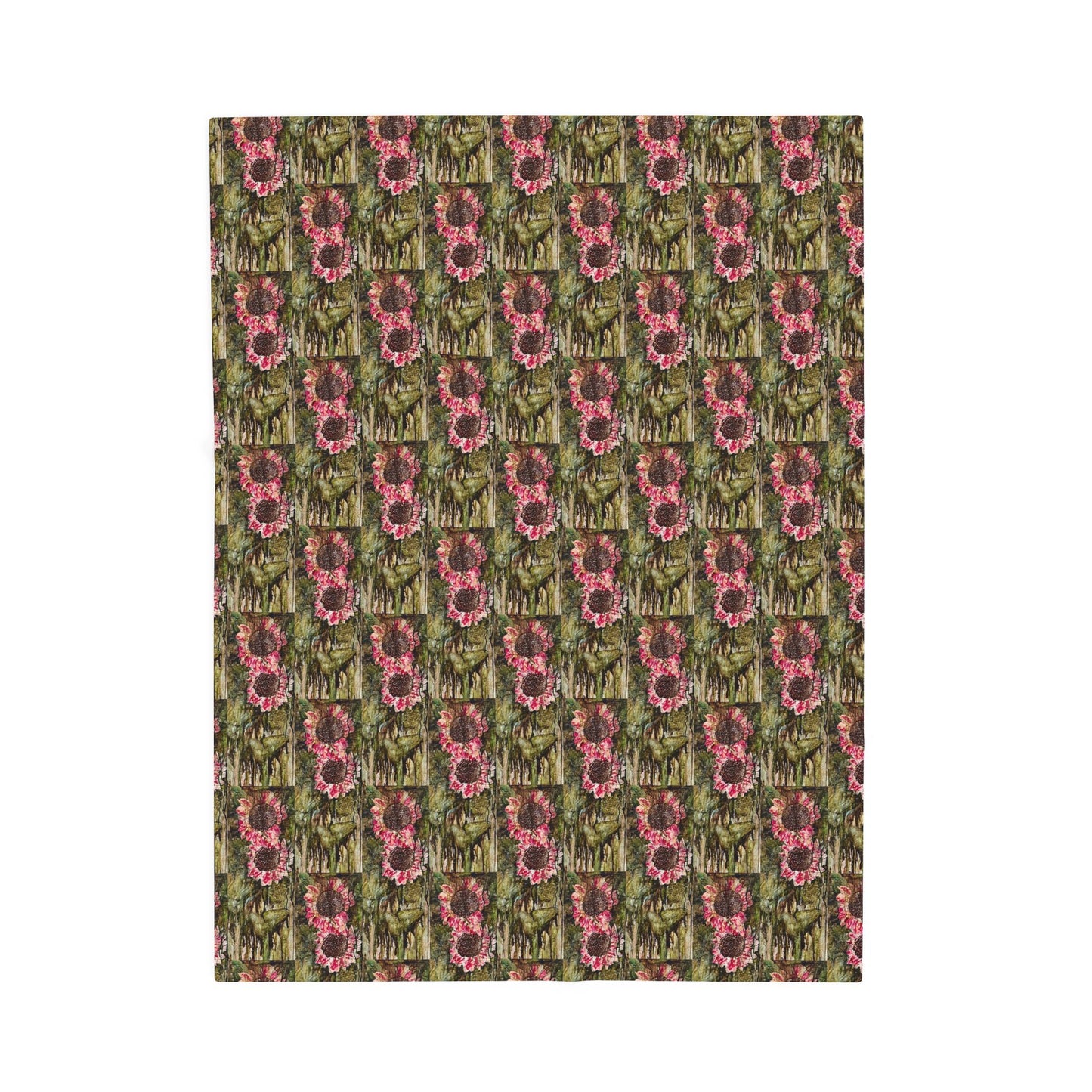 Green Sunflower Velveteen Plush Blanket
