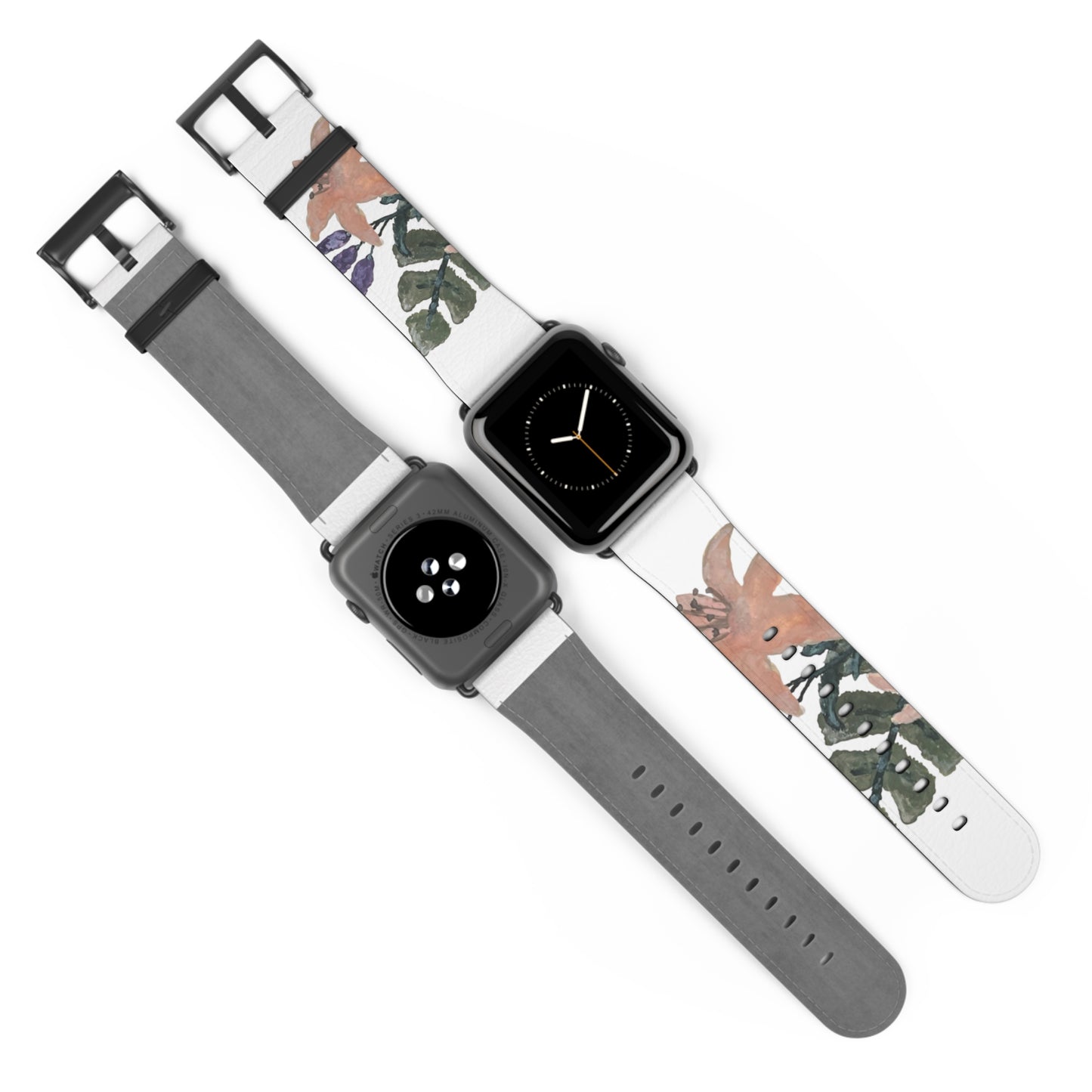 Faux Leather Floral Watercolor Watch Band - Stylish & Vibrant Accessory