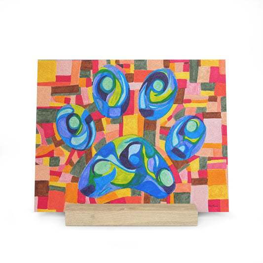 Colorful Paw Print on Gallery Board with Stand