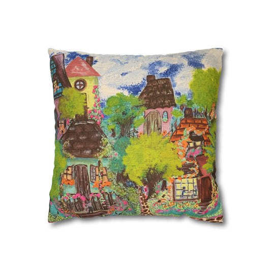 Whimsical Home Decor Pillowcase, Cozy Cottage Design, Colorful Decorative Cover,