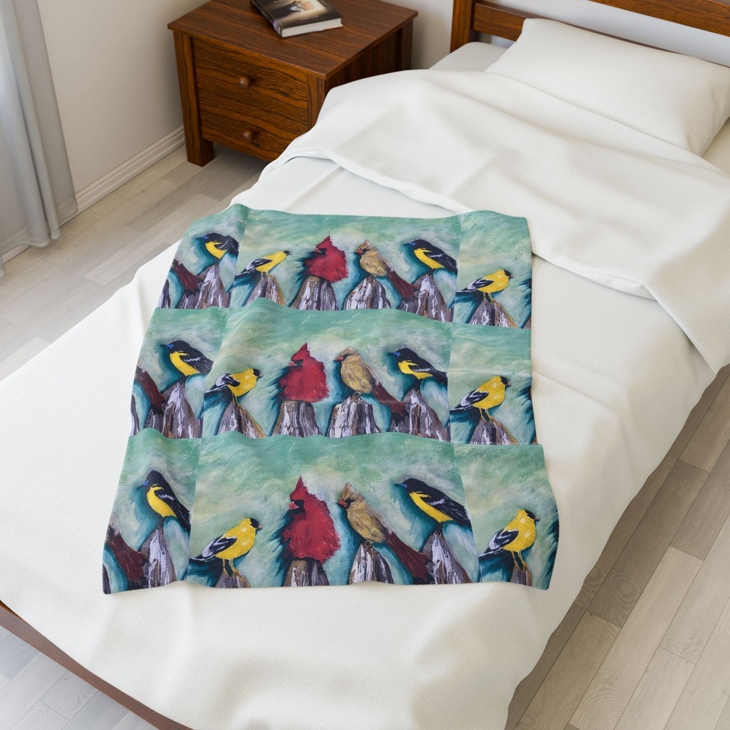 Wild Bird Art Print Velveteen Plush Blanket