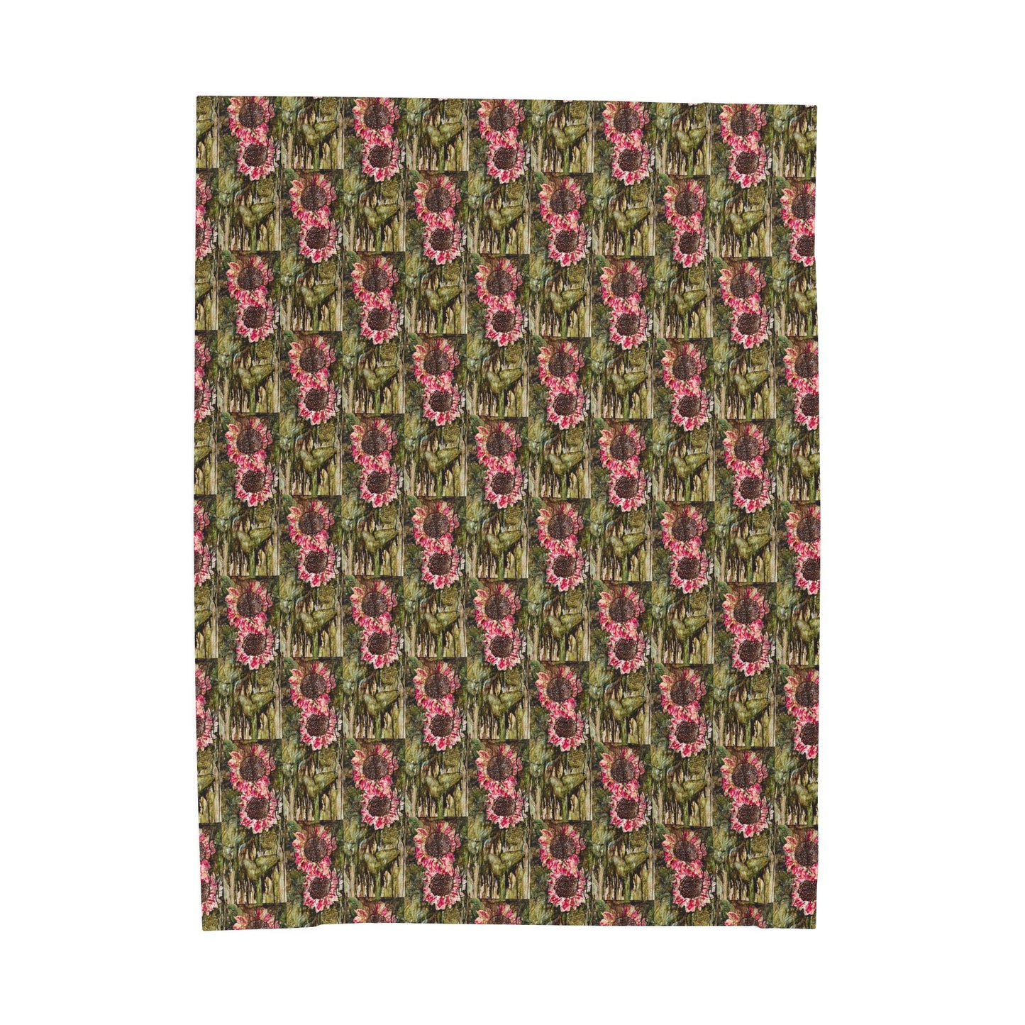 Green Sunflower Velveteen Plush Blanket