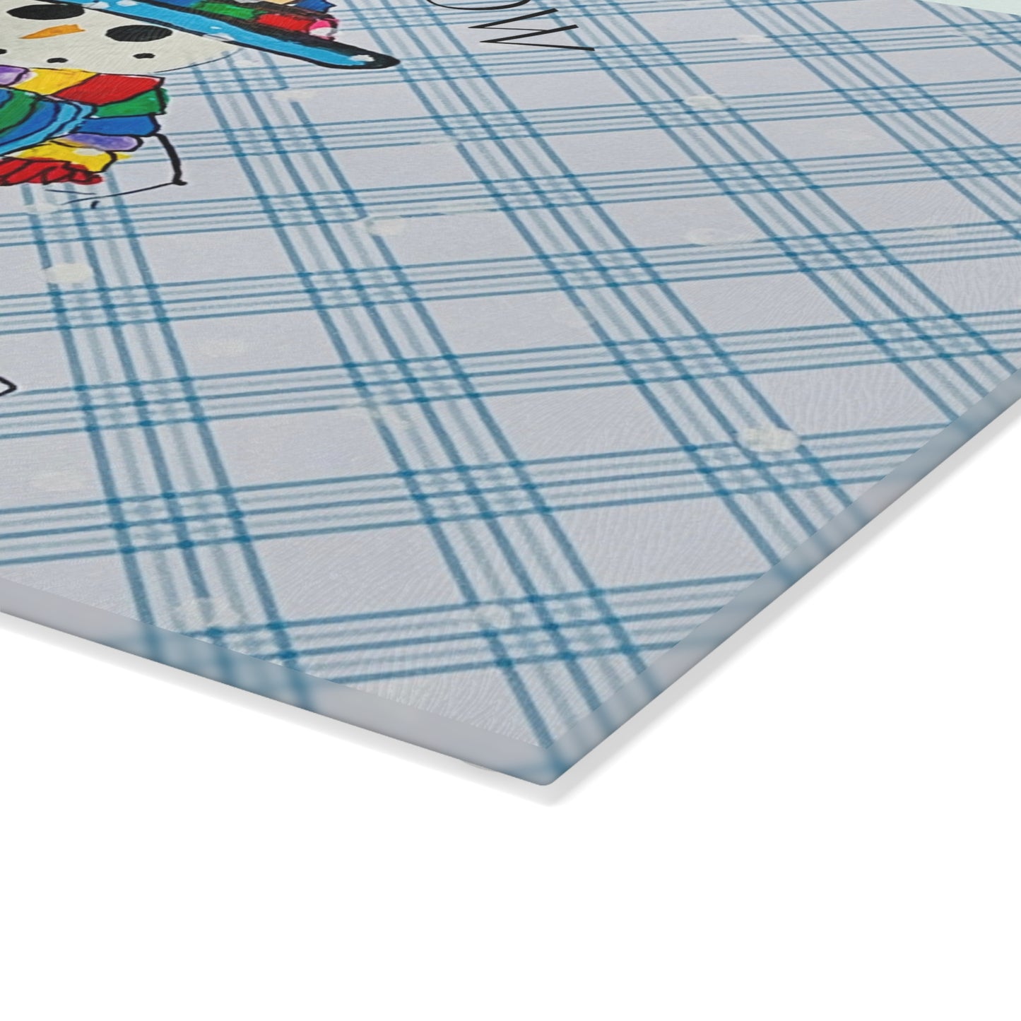 Winter Wonderland Glass Cutting Board – Festive Kitchen Decor, Holiday Gift, Cooking and Baking Accessory, Snowman Design