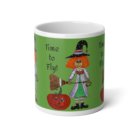 Whimsical Witch Jumbo Mug - Time to Fly! | Fun Coffee Cup, Witch Themed