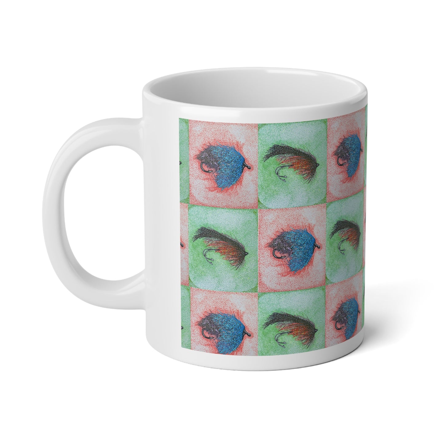 Dry & Wet Fly Lures Artistic Jumbo Mug - 20oz, Perfect for Fly Fishermen