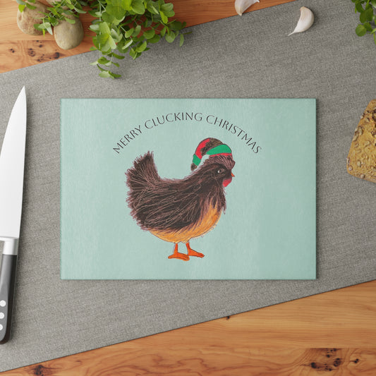 Festive Chicken Glass Cutting Board - Merry Clucking Christmas, Holiday Kitchen Decor, Unique Gifts for Cooks, Christmas Gifts, [...]