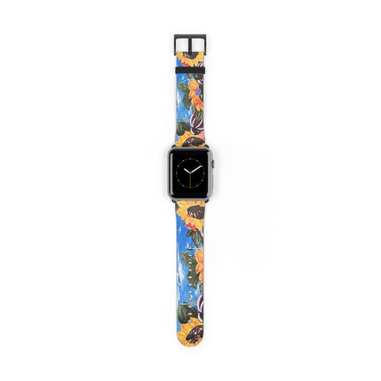 Faux Leather Sunflower Watchband