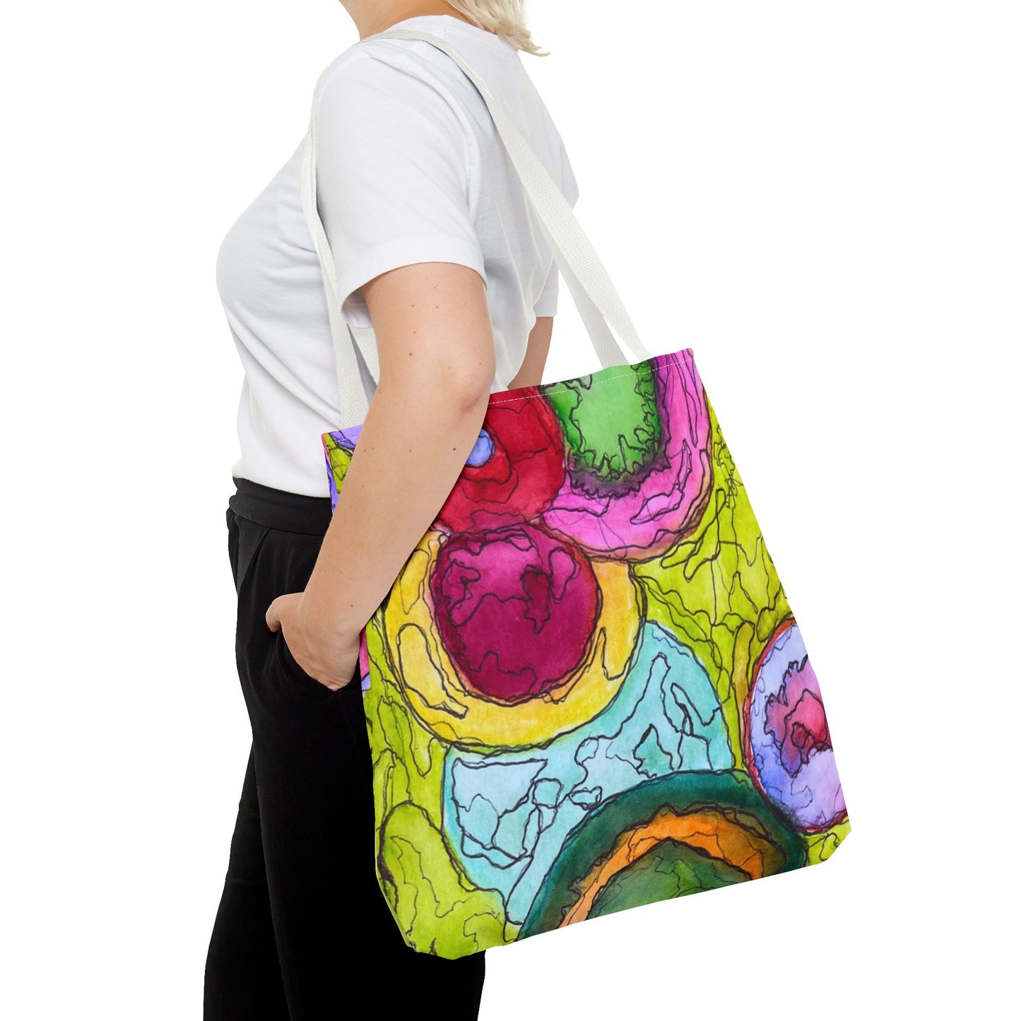 Vibrant Art Tote Bag - Colorful Messenger Bag, Eco-Friendly Shopping Bag,
