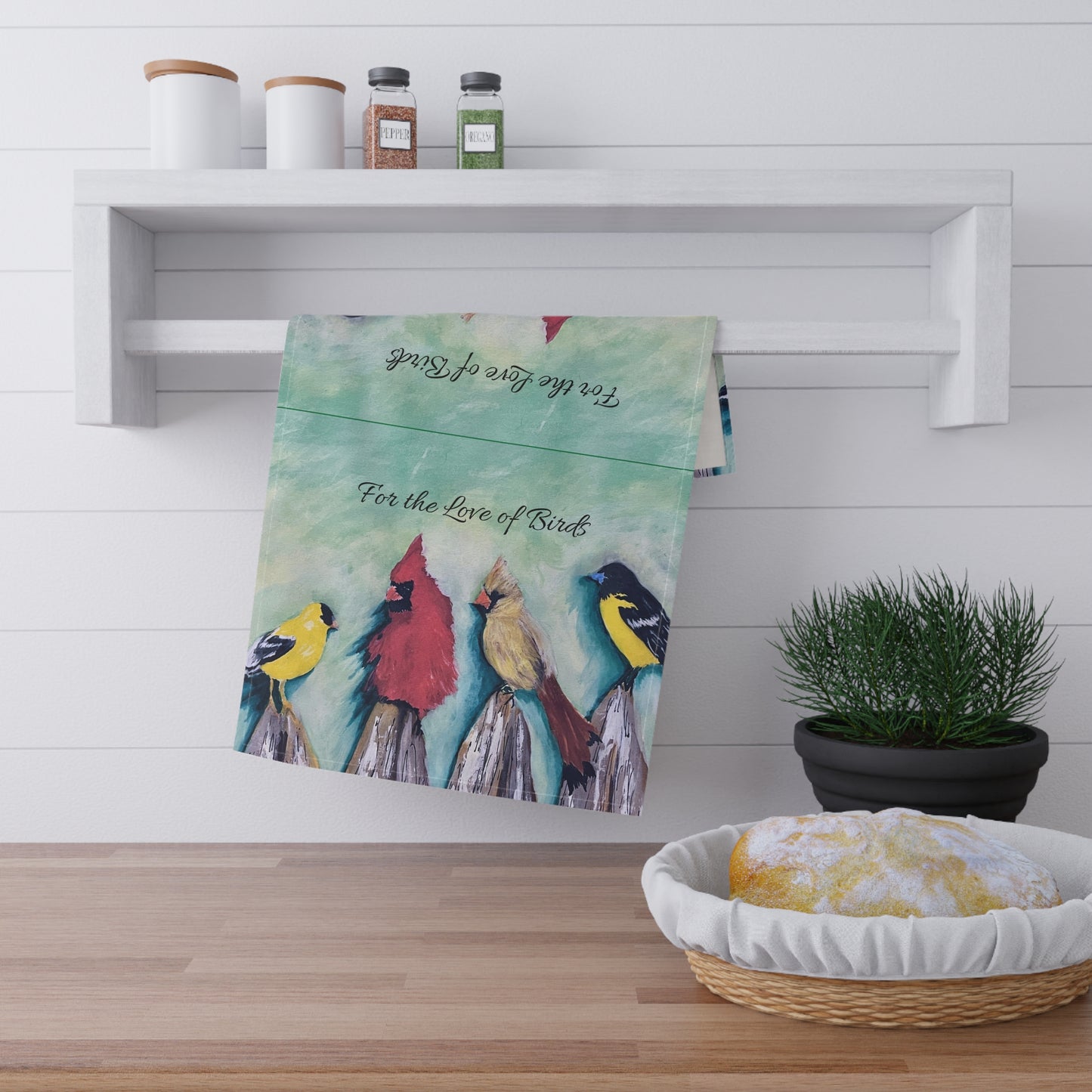 Birds on the Fence Tea Towel