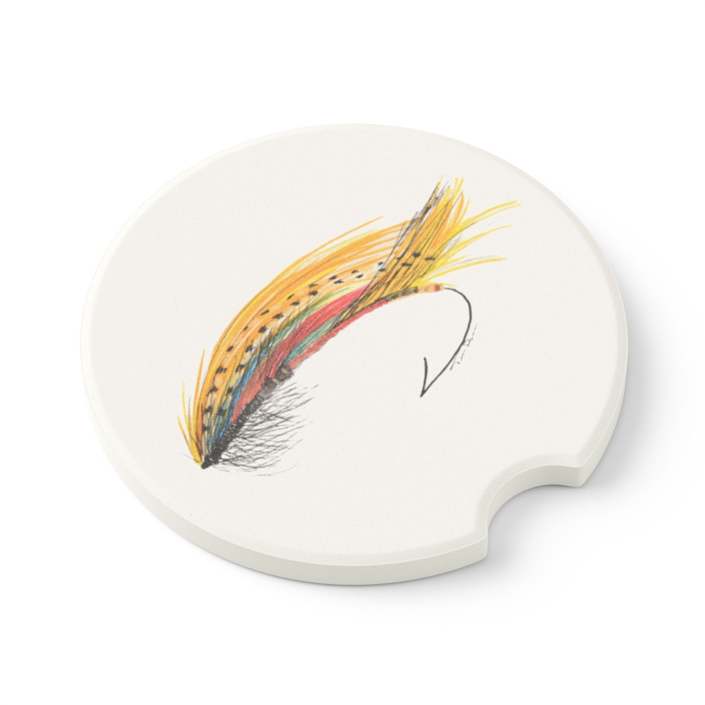 Fly Fishing Artsy Soapstone Car Coaster