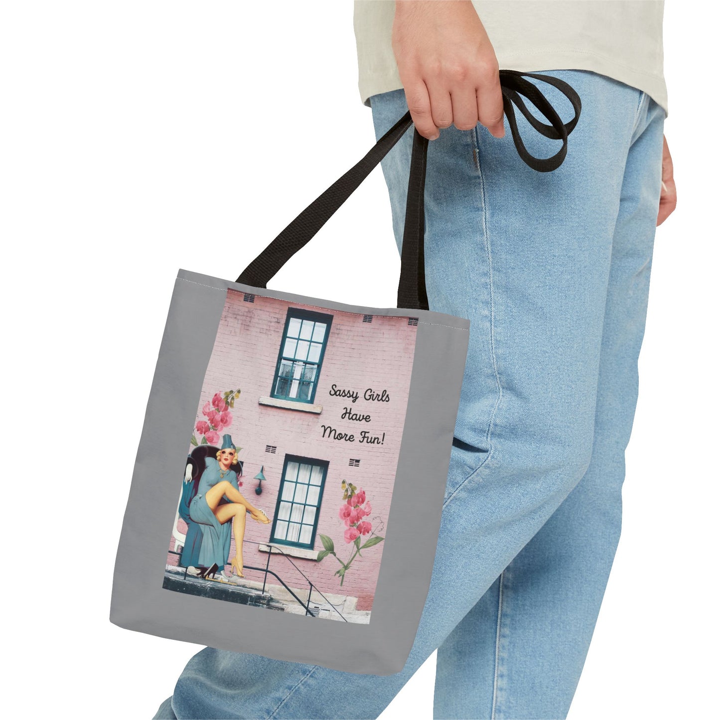 Sassy Girls Have More Fun Art Collage Tote Bag (AOP)