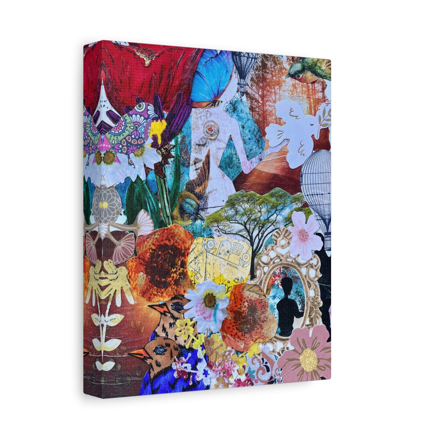 Fly away Collage art print Matte Canvas, Stretched, 1.25"