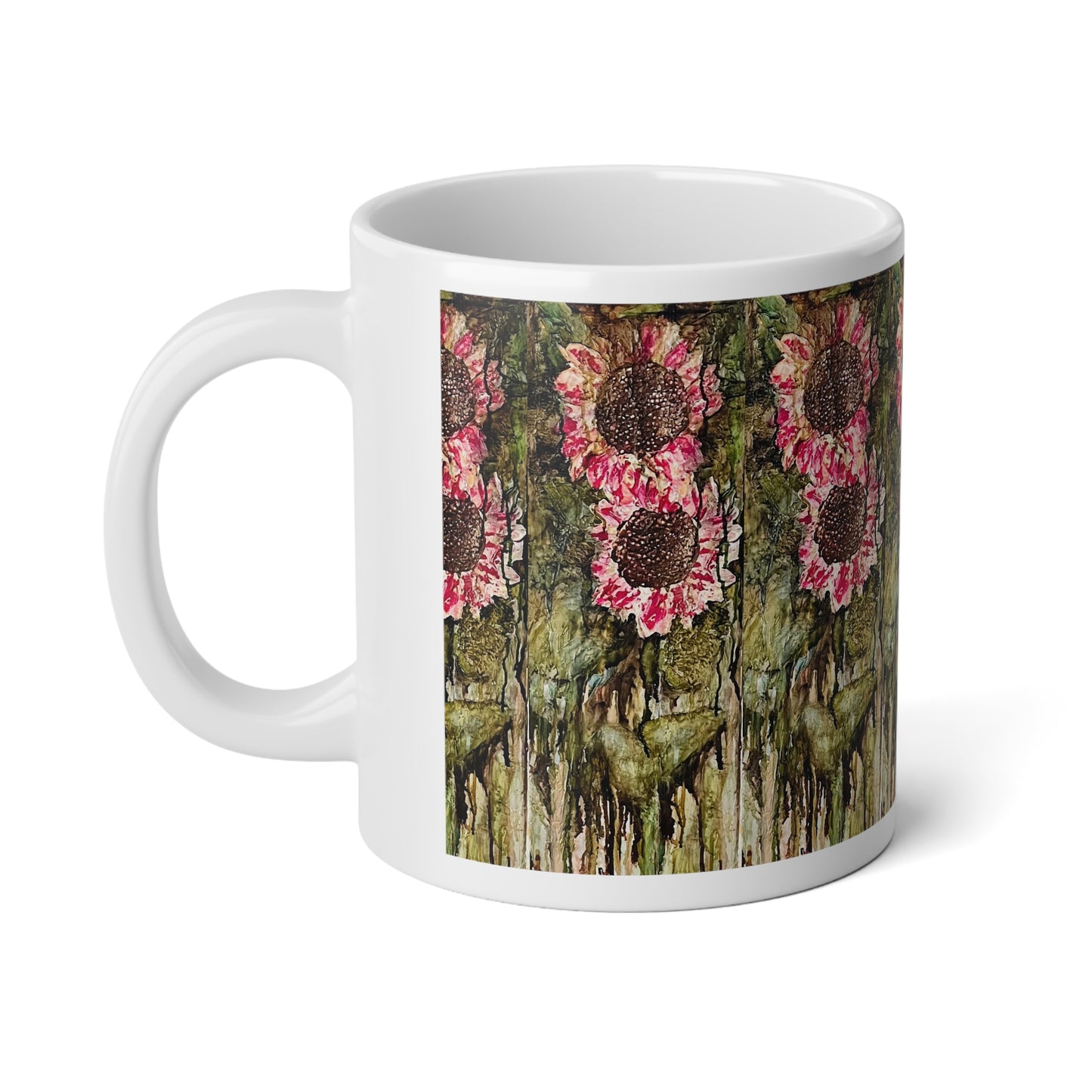 Green Sunflower Artsy Jumbo Mug, 20oz