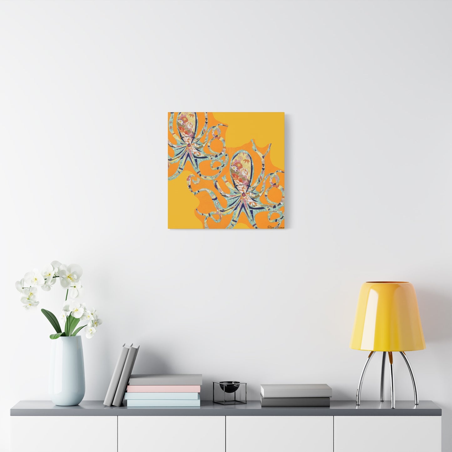 Colorful Octopus art Print Matte Canvas, Stretched, 1.25"