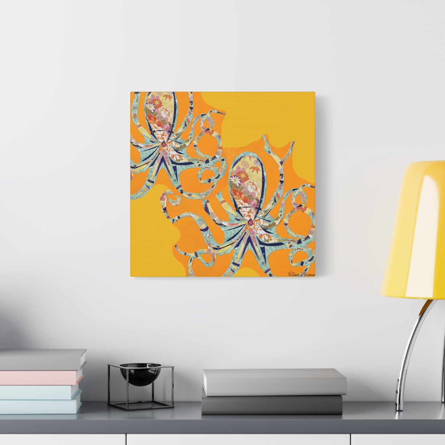 Colorful Octopus art Print Matte Canvas, Stretched, 1.25"