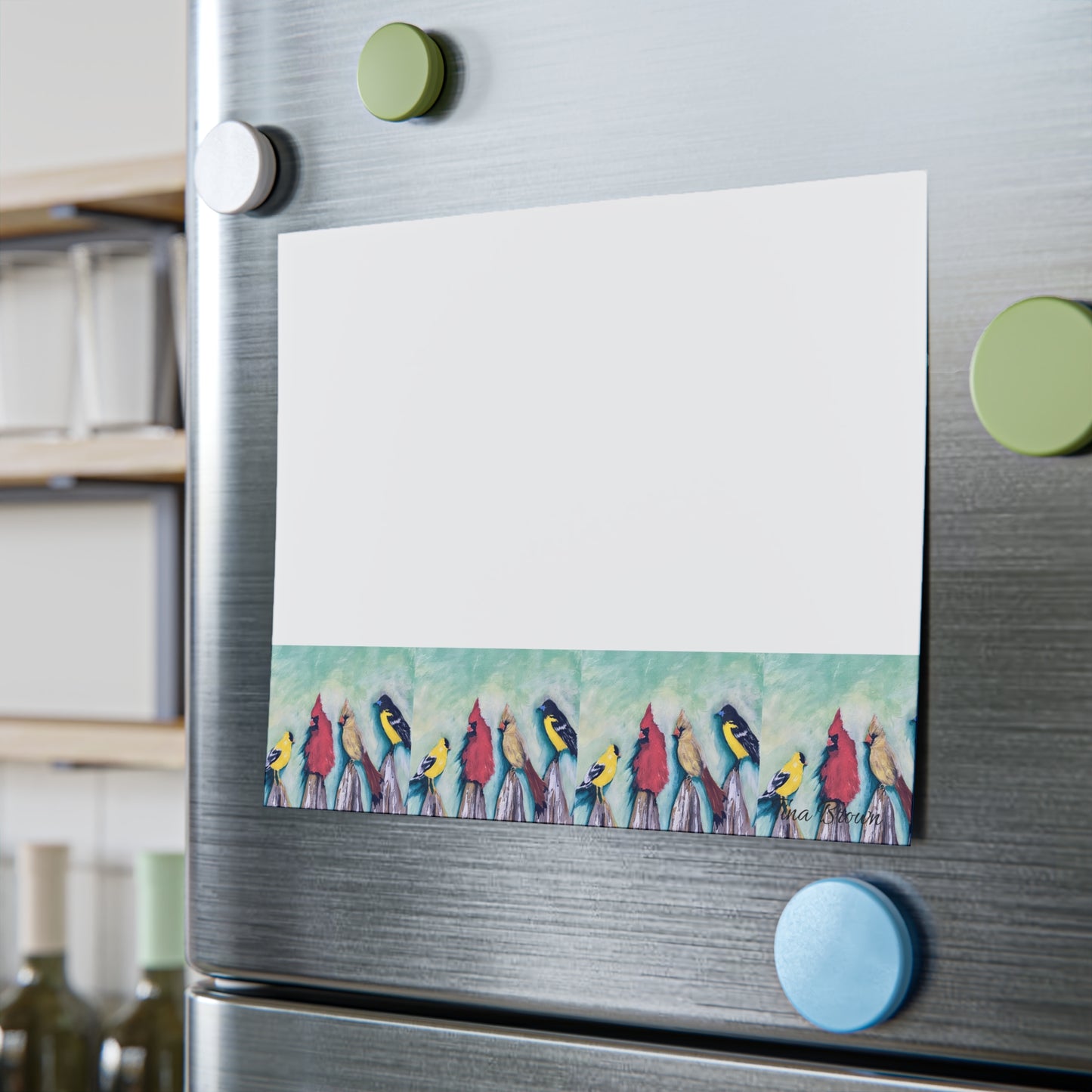 Colorful art Birds on a Fence -Themed Post-it® Note Pads