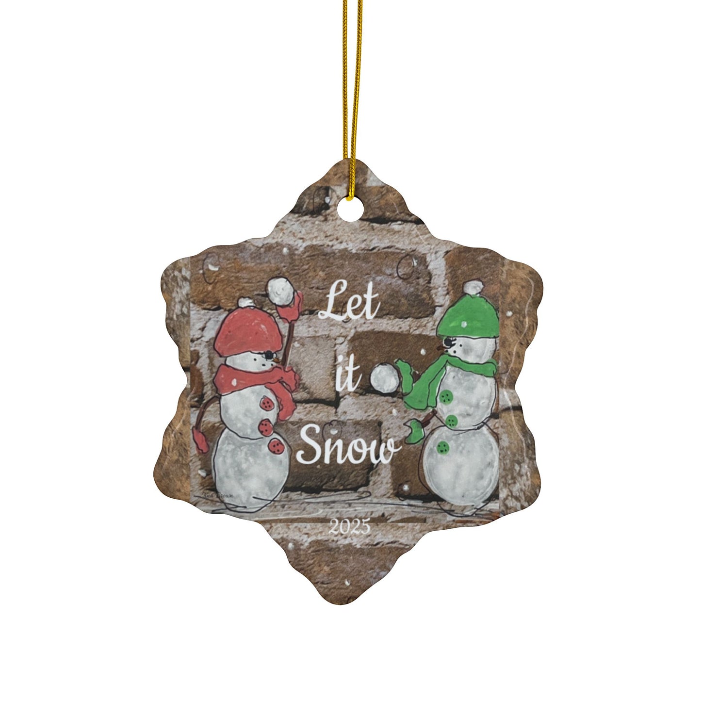 Snowman Ceramic Ornament Christmas Decorations, Holiday  Keepsake Ornament