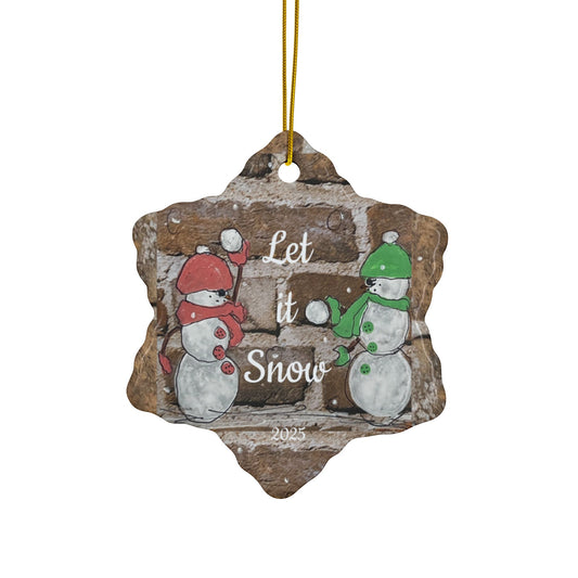 Snowman Ceramic Ornament Christmas Decorations, Holiday  Keepsake Ornament
