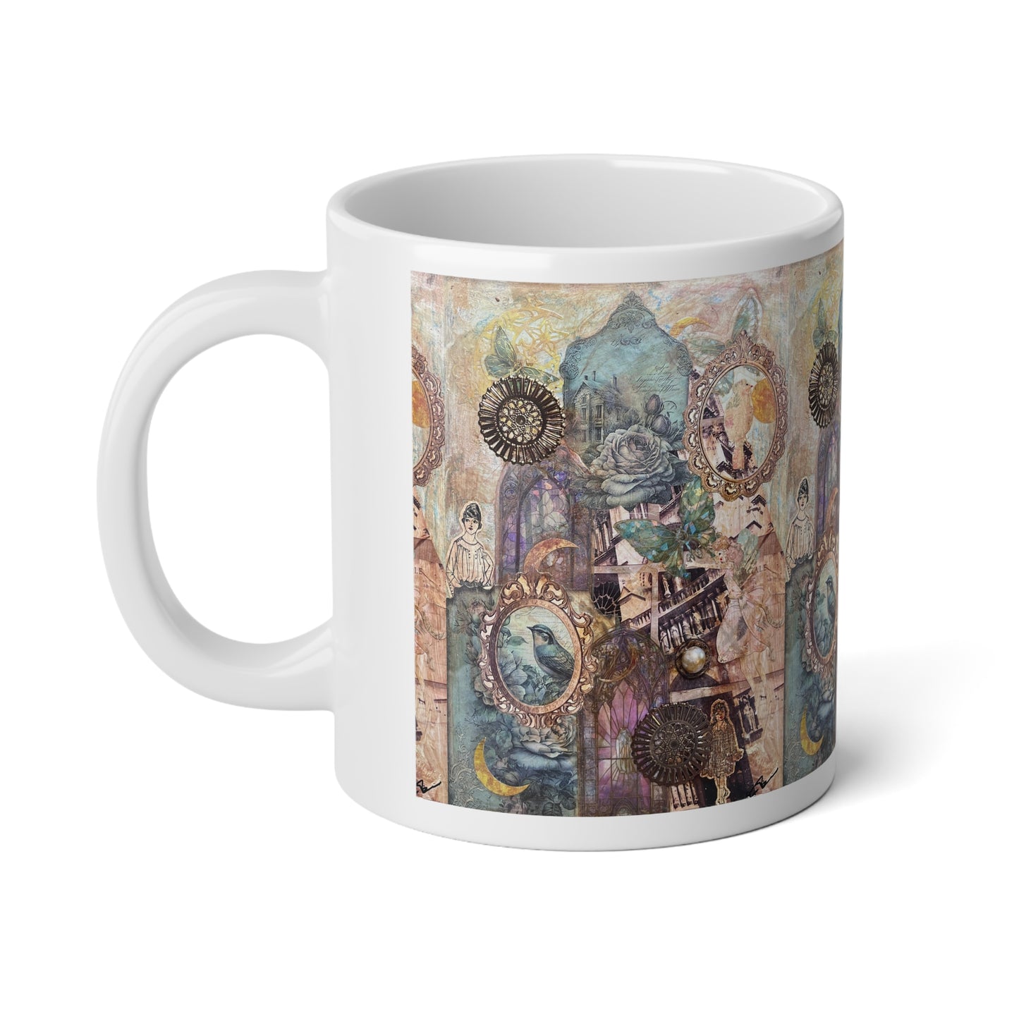 Vintage Purple Artsy Jumbo Mug, 20oz