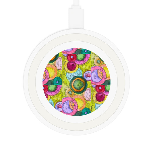 Vibrant Quake Wireless Charging Pad - Colorful Abstract Design, Desk Accessory, Gift for Tech Lovers, Home Office Decor, Holiday Present