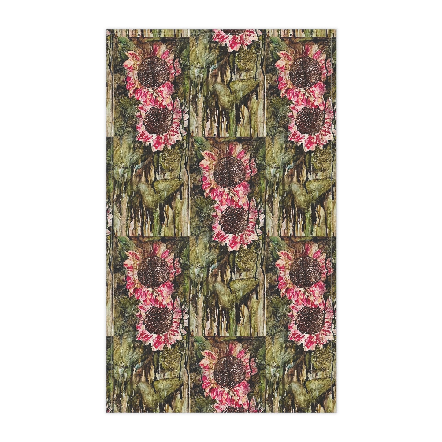 Green Sunflower Artsy Tea Towels (cotton)