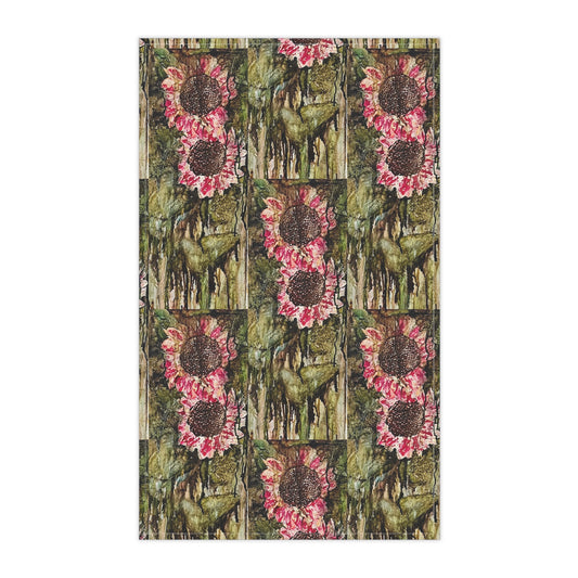 Green Sunflower Artsy Tea Towels (cotton)