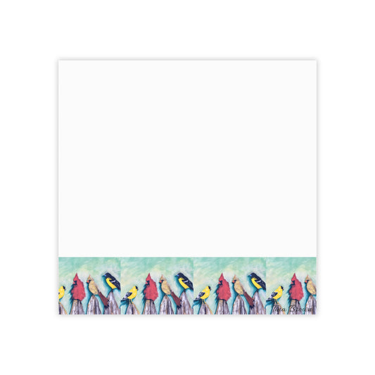 Colorful art Birds on a Fence -Themed Post-it® Note Pads