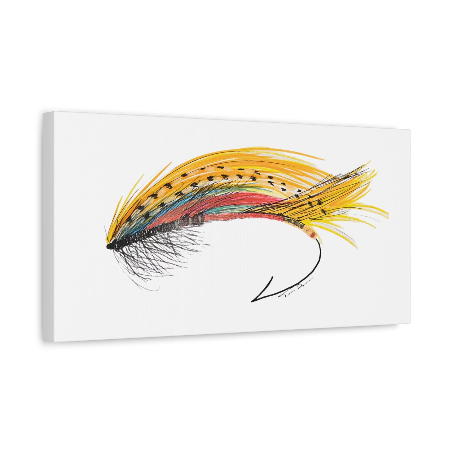 Fly Fishing Yellow Art Matte Canvas, Stretched, 1.25"