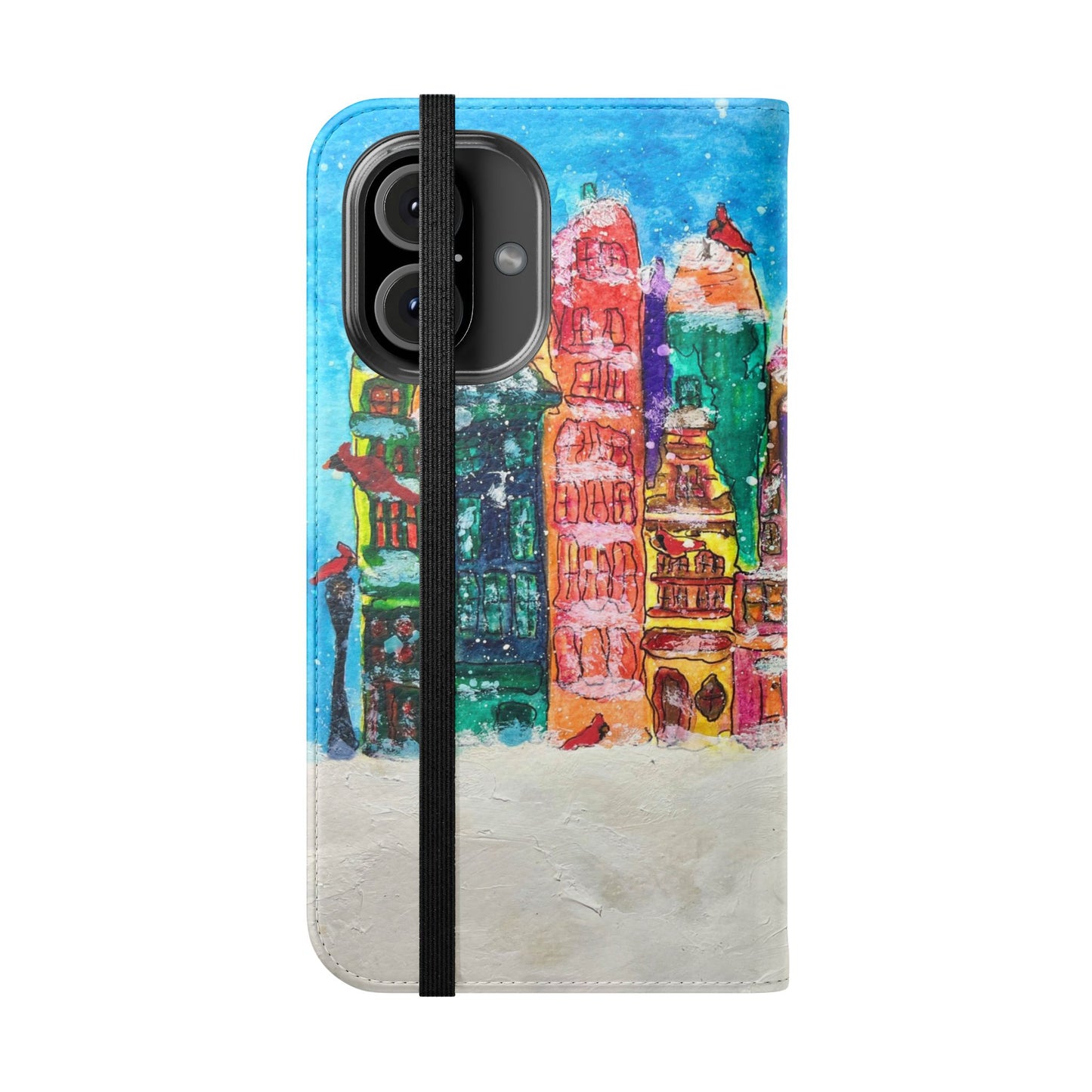 Colorful Winter Flip Cases for Phones, Holiday Gift, Slim Wallet Case, Personalized Phone Cover, Cute Art Cases