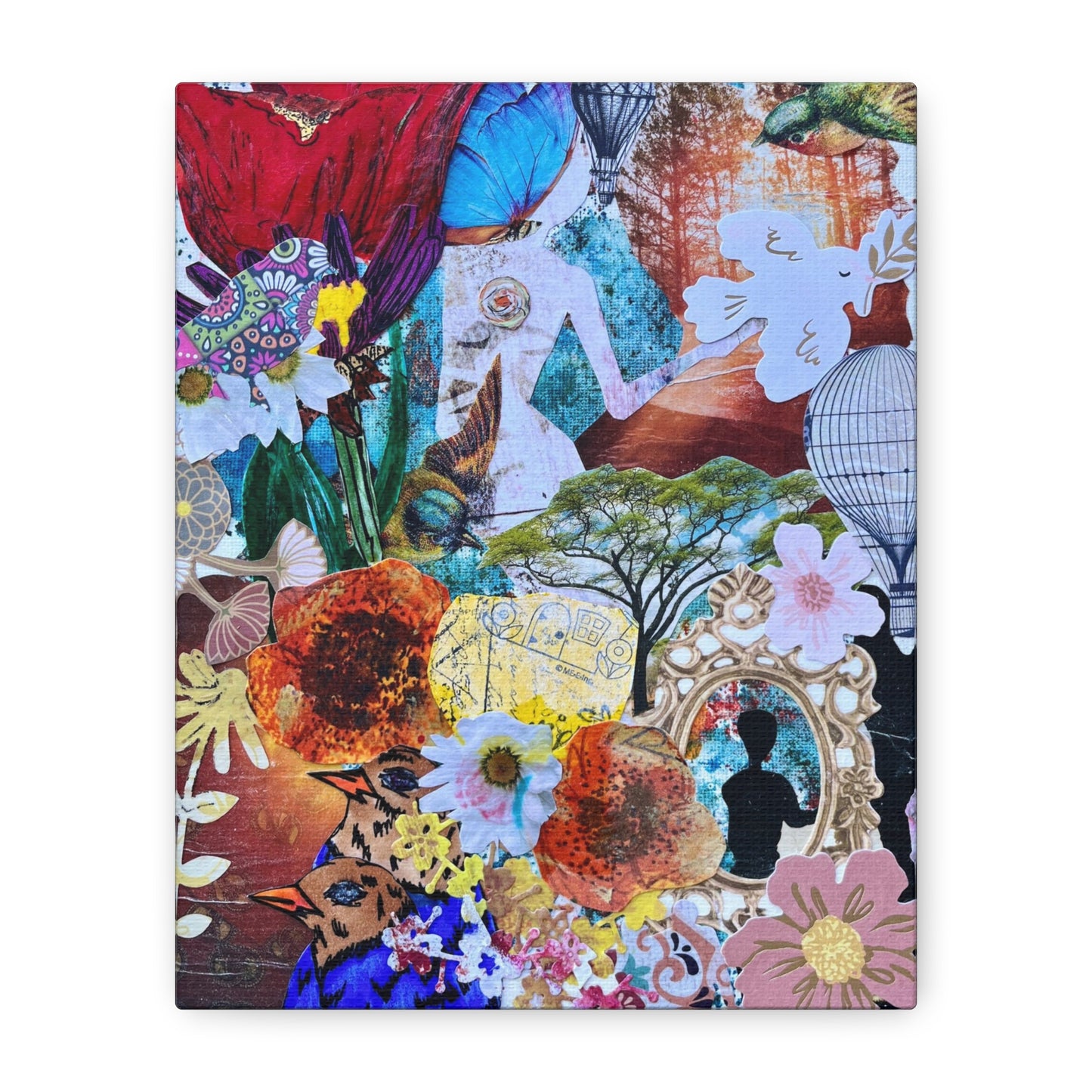 Fly away Collage art print Matte Canvas, Stretched, 1.25"