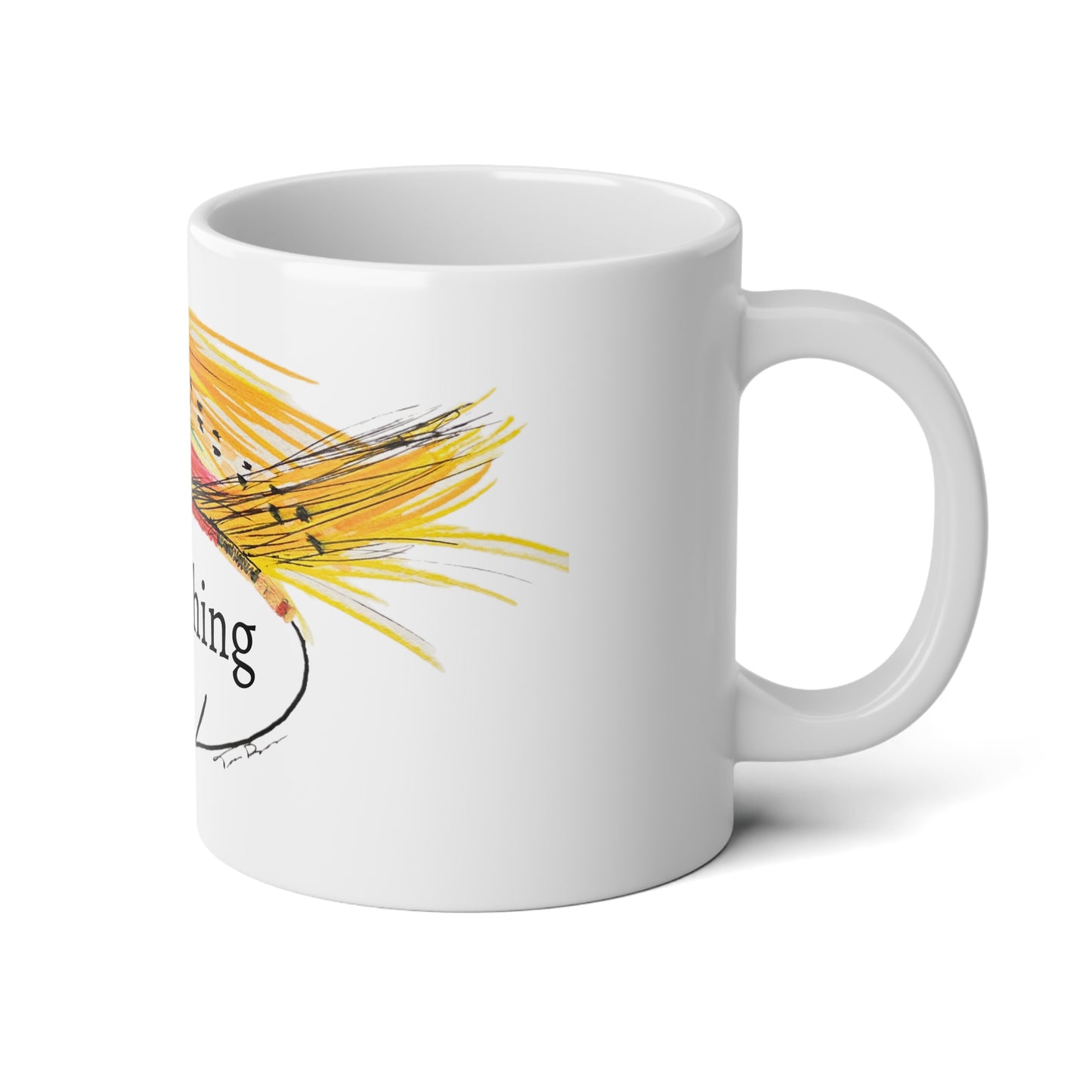 Yellow Fly Lure Jumbo Mug, 20oz - Fly Fishing