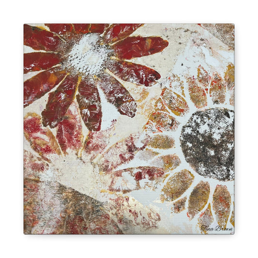 Tan & Red Sun Flowers Art Print Matte Canvas, Stretched, 1.25"
